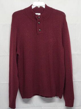 Old Navy Mens Henley Sweater XL Pullover Long Sleeve Banded Hem Burgandy